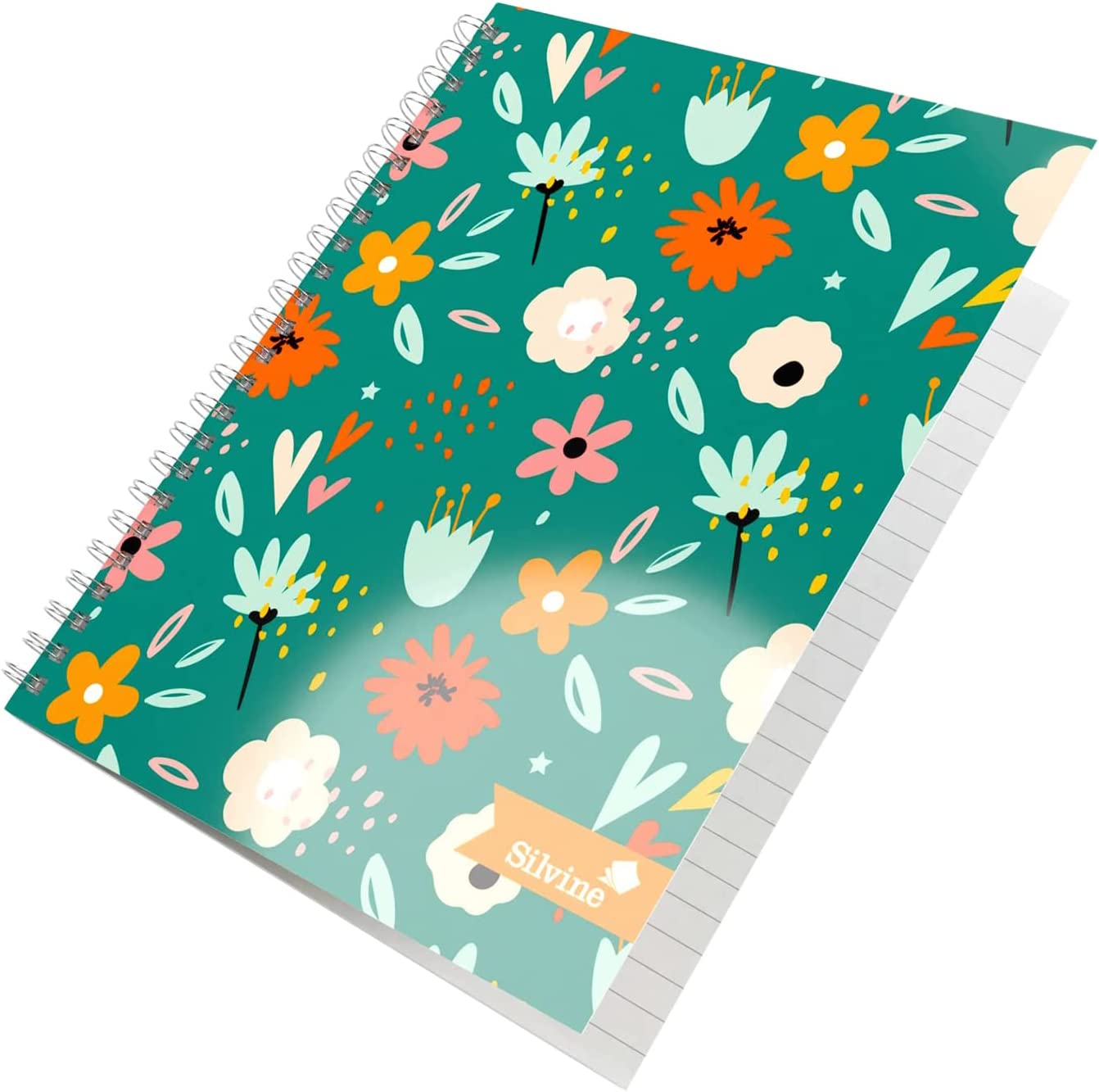 Silvine A5 Twinwire Marlene West Floral Green Notebook 160 Pages RRP £3.86 CLEARANCE XL £1.50